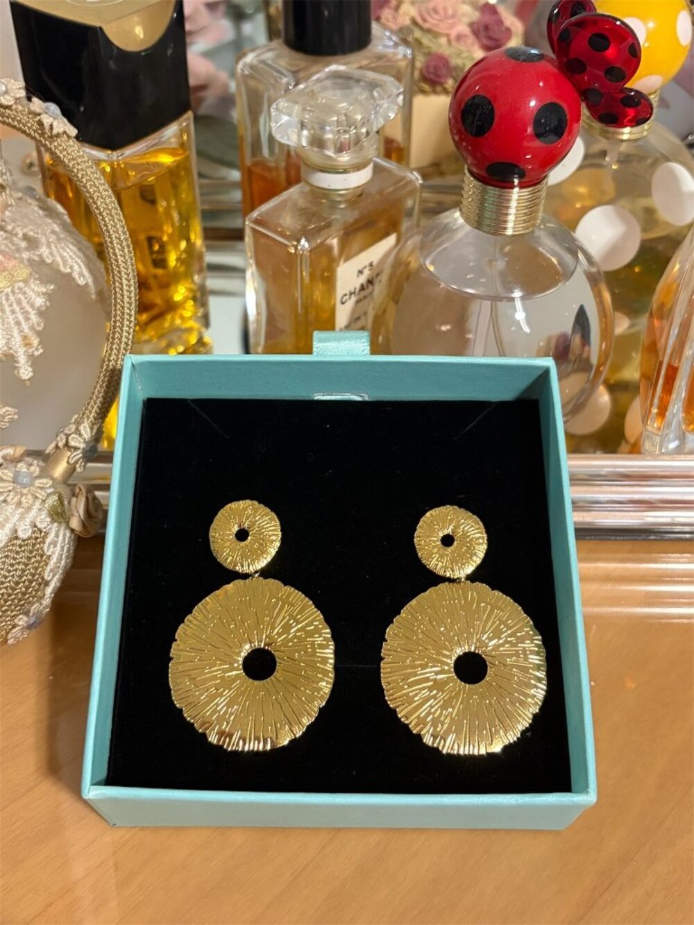 14K GOLD PLATED LARGE DISC EARRINGS